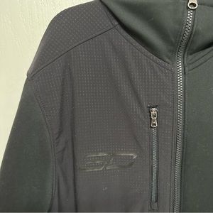 Under Amour Mens Zip Front Black Jacket-Medium-Loose fit/Cold Gear